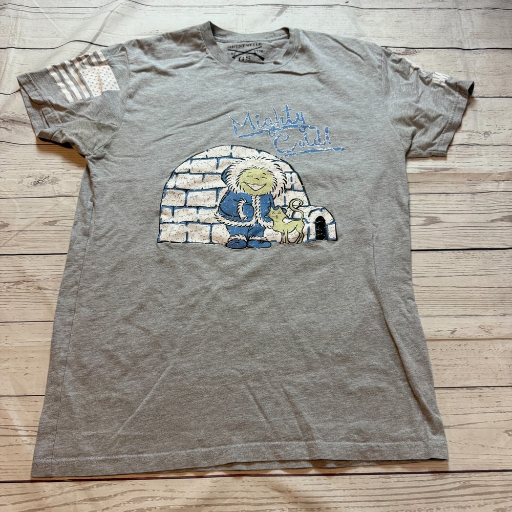 Grunt Style Shirt Gray Igloo "Mighty Cold" Eskimo Men's Size Medium‎